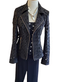 Joseph Ribkoff black faux suede mesh jacket