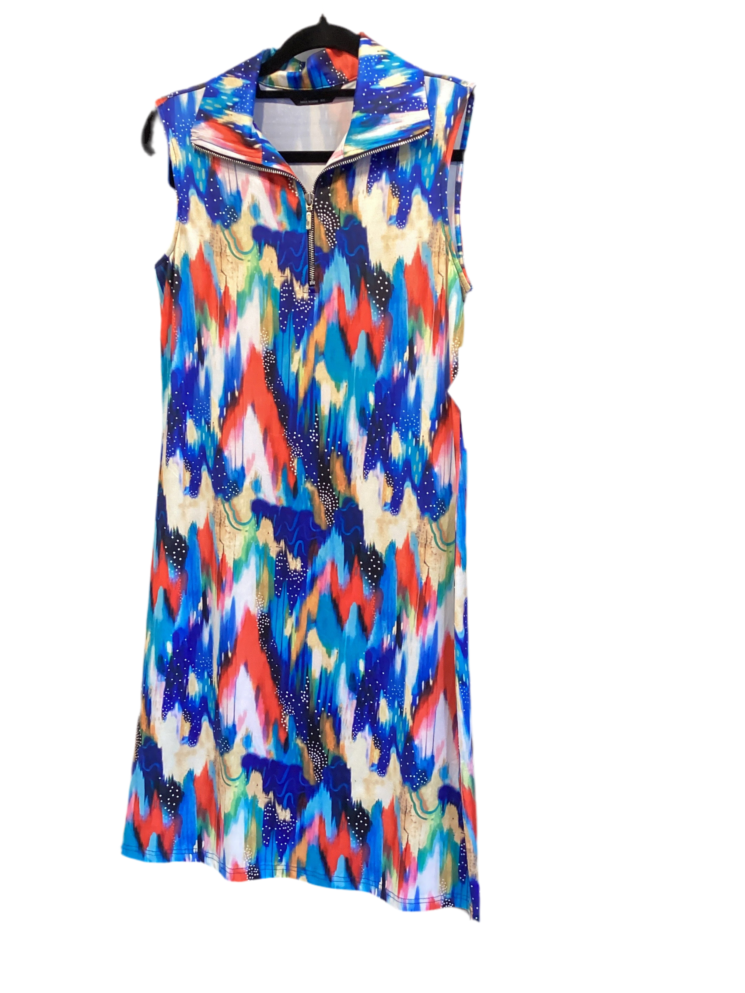 Tango mango multi blue, orange half zip sleeveless dress