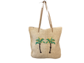Straw tote w/ palm trees