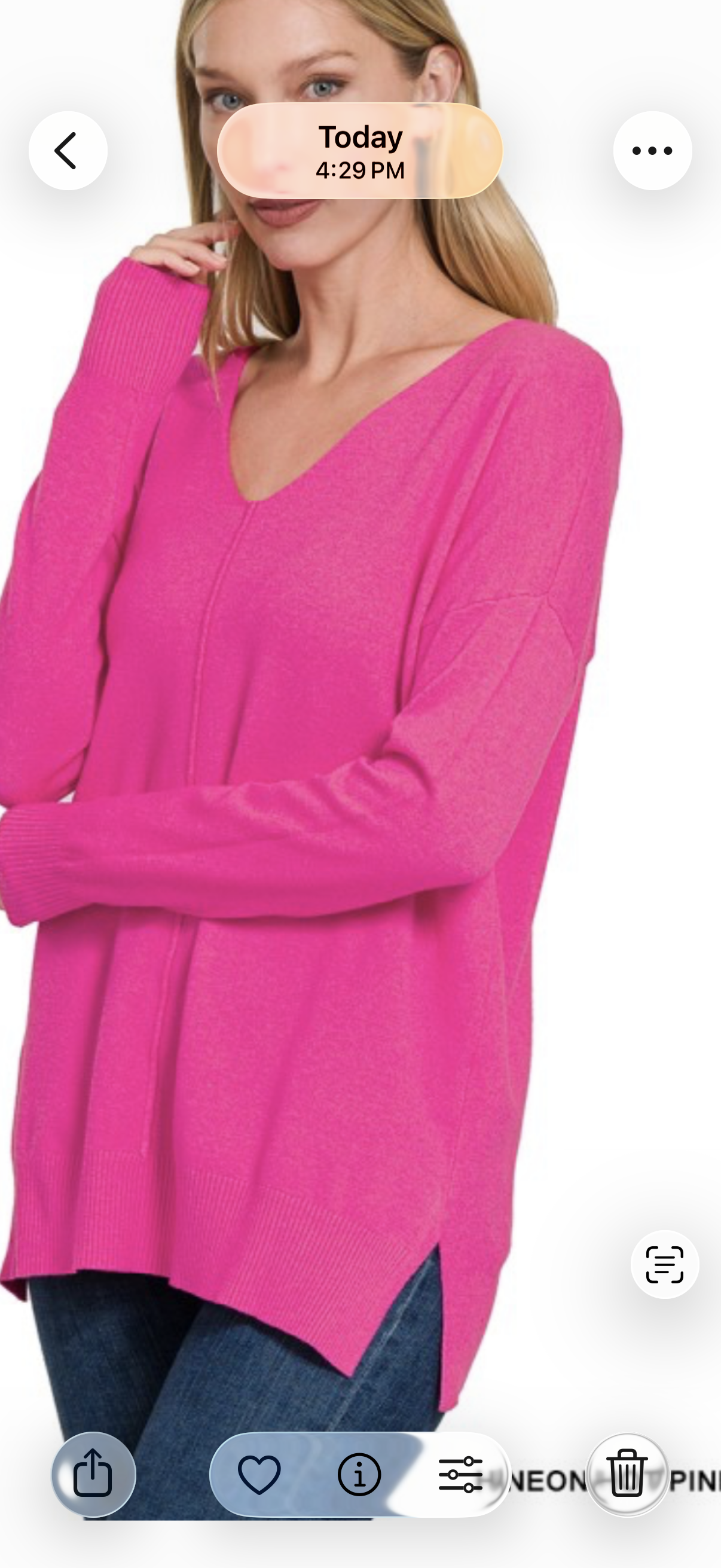 Zenana hot pink V-neck sweater