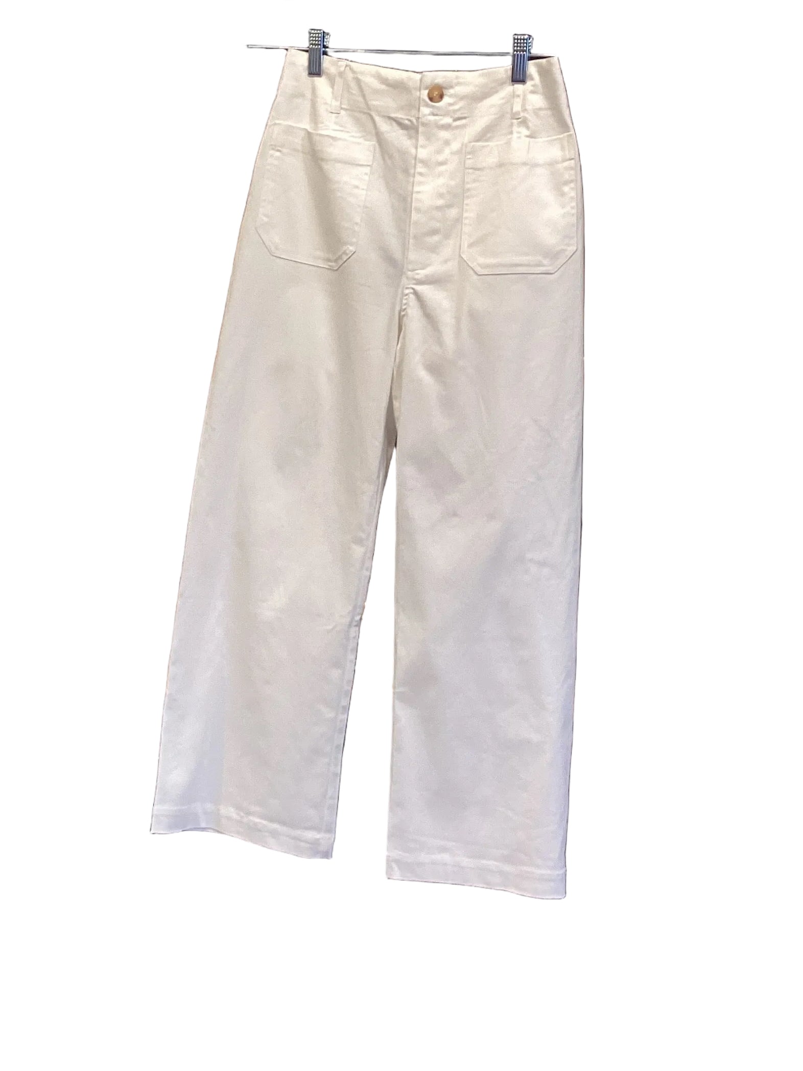 Gigio white wide leg crop pants with pockets