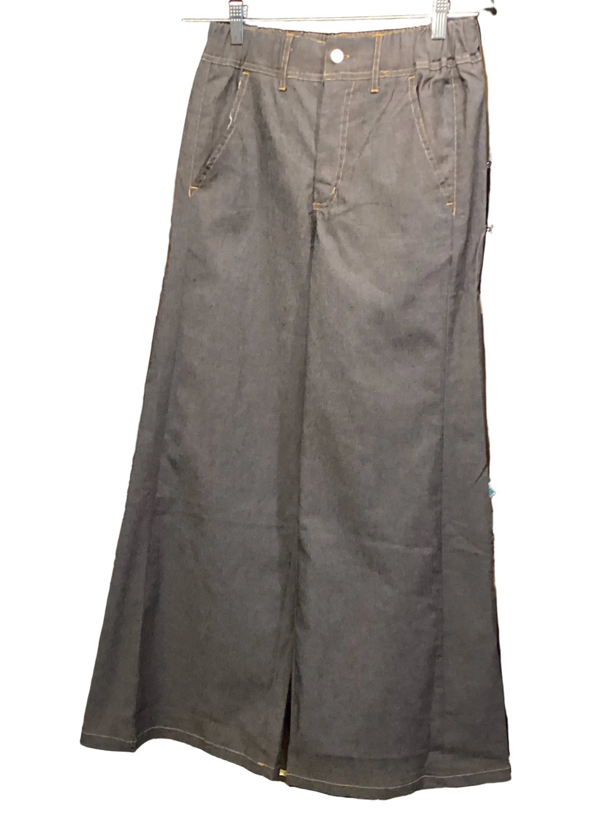 Gigio black wide leg elastic waist pants in denim like fabric