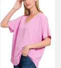 Zenana mauve v neck short sleeve tunic