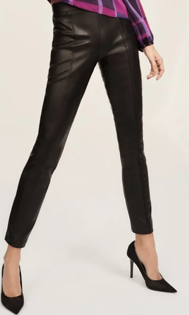 Joseph Ribkoff Bonded Black Leatherette Slim Fit Pants