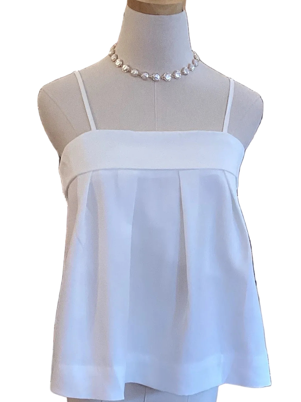 TCEC White Square Neck Cami Top with Back Bow