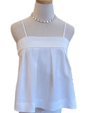TCEC White Square Neck Cami Top with Back Bow