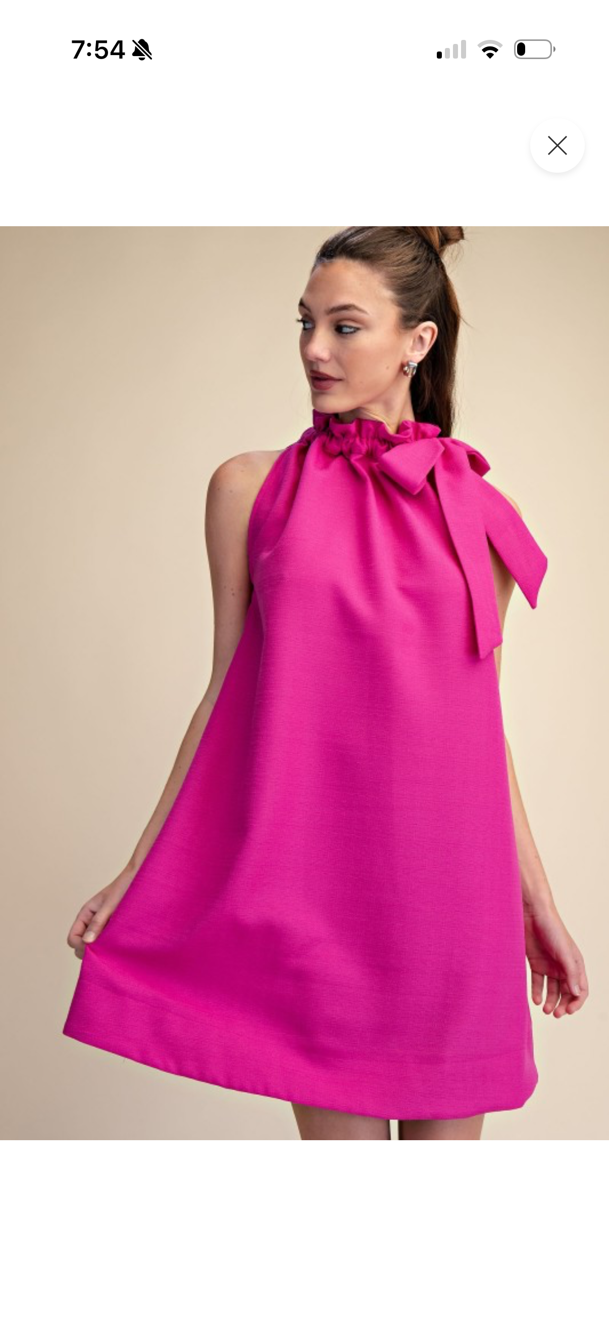 Glam Magenta Tie Round ruffle neck sleeveless mini dress