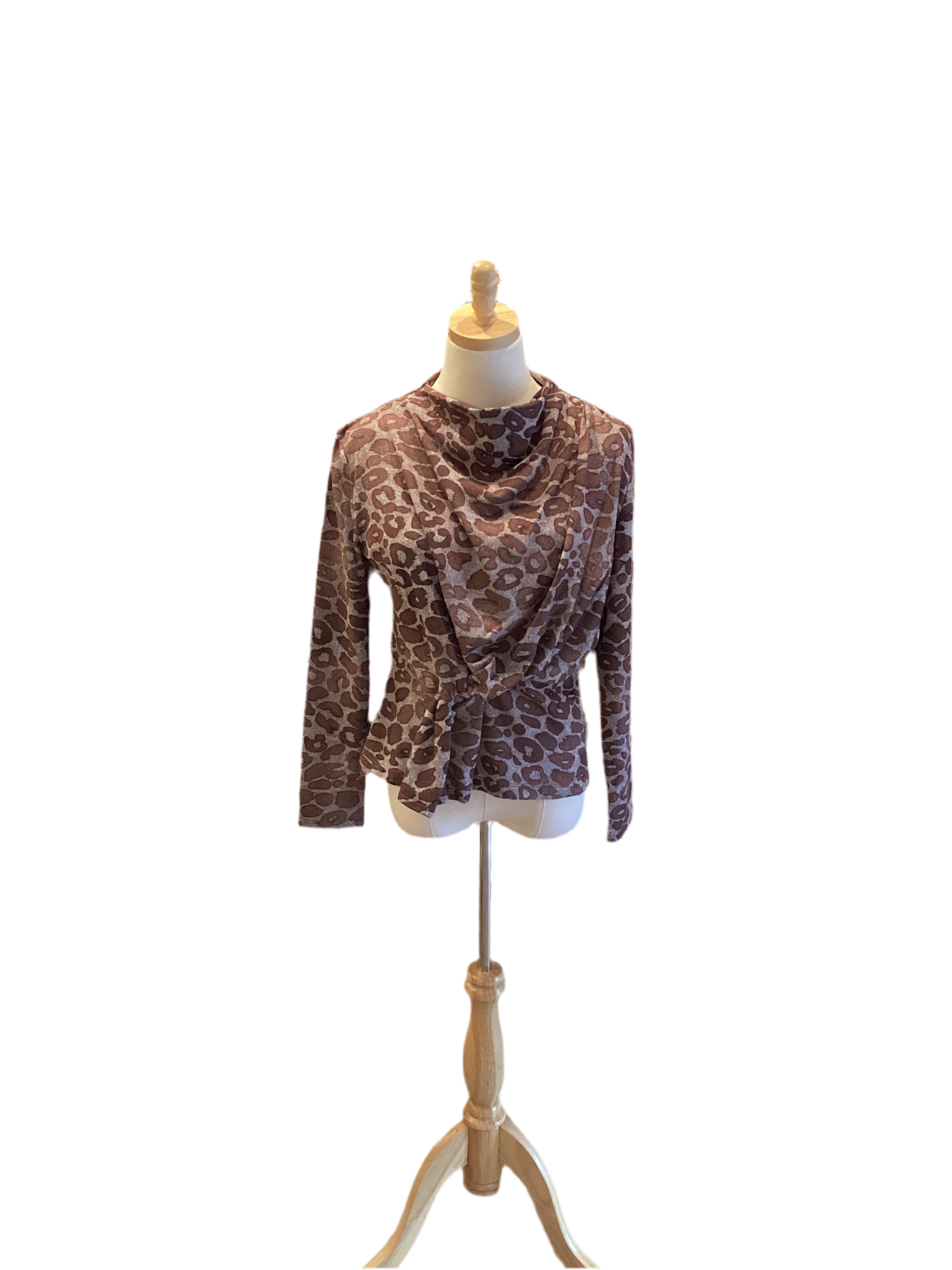 Clara Sunwoo animal print drape neck long sleeve sweater