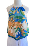 Flying Tomato Multicolor Tropical Halter Neck Scarf Hem Top