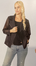 Black Zipper contrast biker jacket