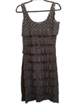 Black ruffle rhinestone sleeveless dress