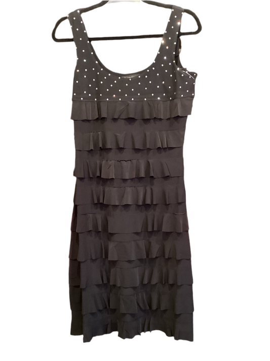 Black ruffle rhinestone sleeveless dress