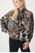 Joseph Ribkoff animal print bowtie blouse