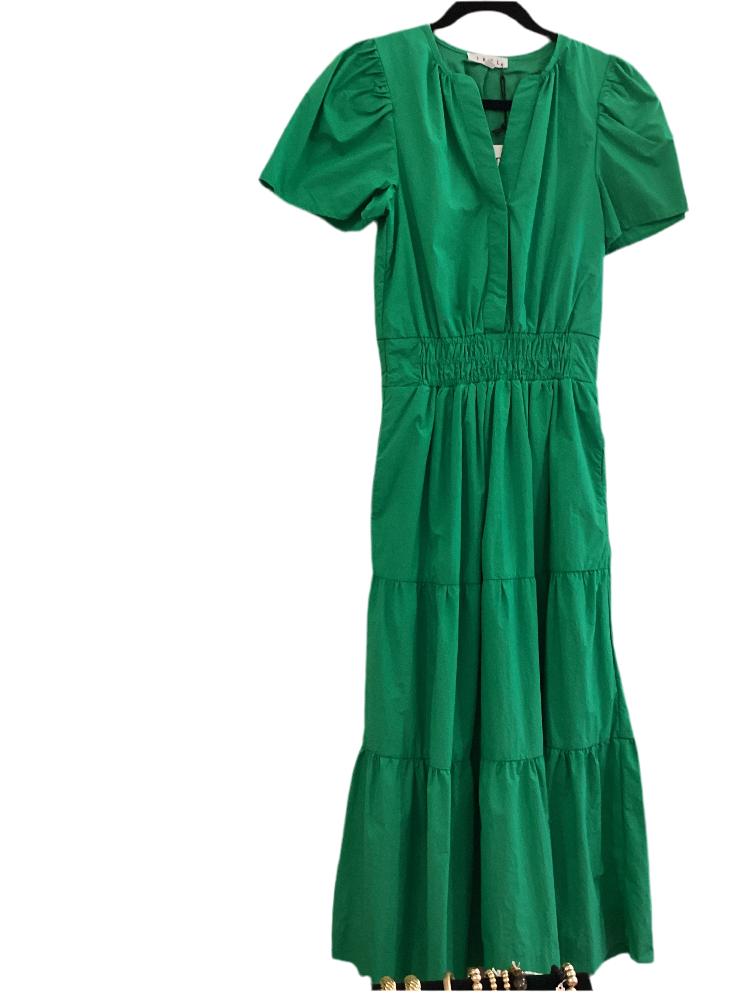 TMHL kelly green poplin tiered maxi