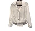 White waist length long sleeve button down top