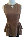 Glam brown sleeveless peplum top