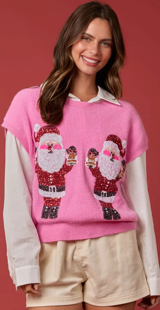 Christmas Sequin Santa Sweater Vest