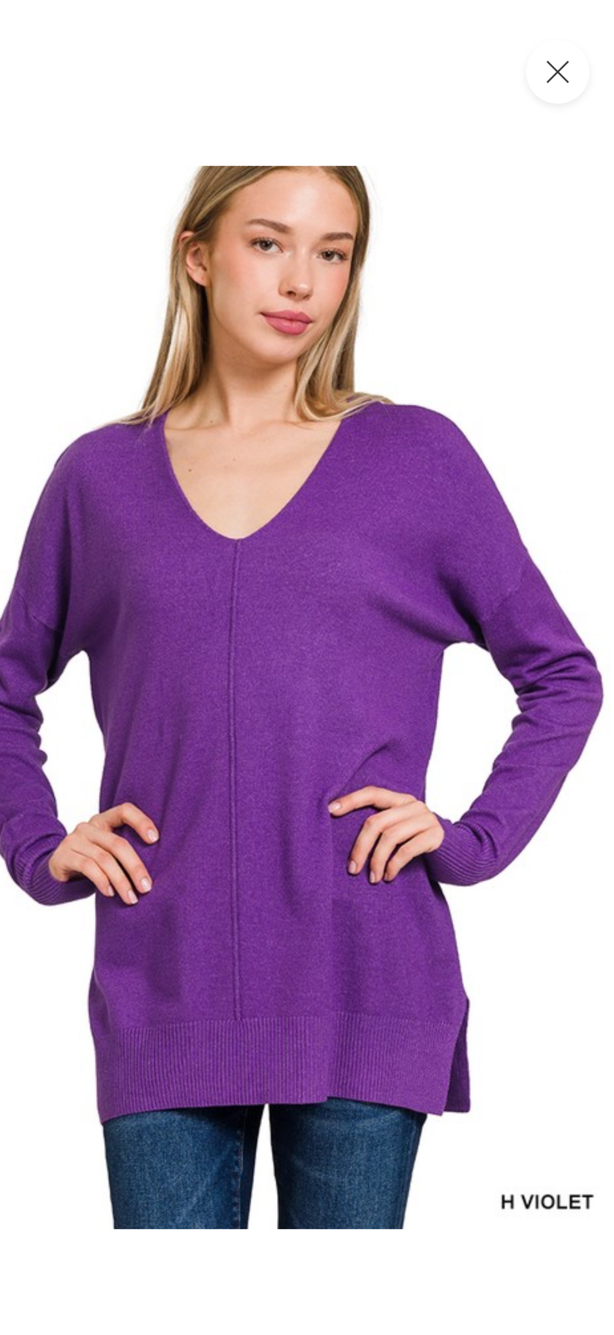 Zenana Violet Vneck sweater