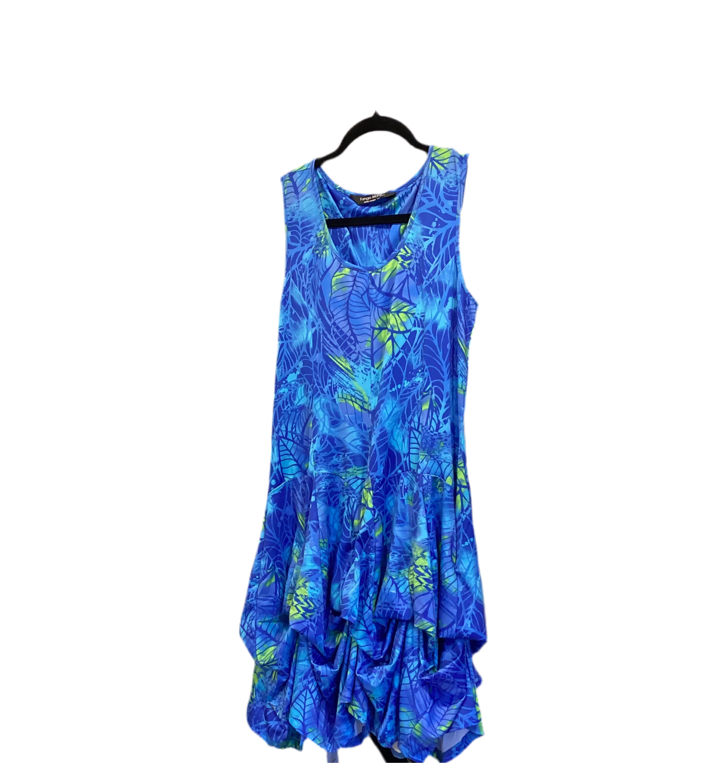 Tango mango blue green bustled bottom dress