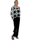 Picadilly white navy crochet top