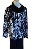 Picadilly black, ivory, gray split collar sweater
