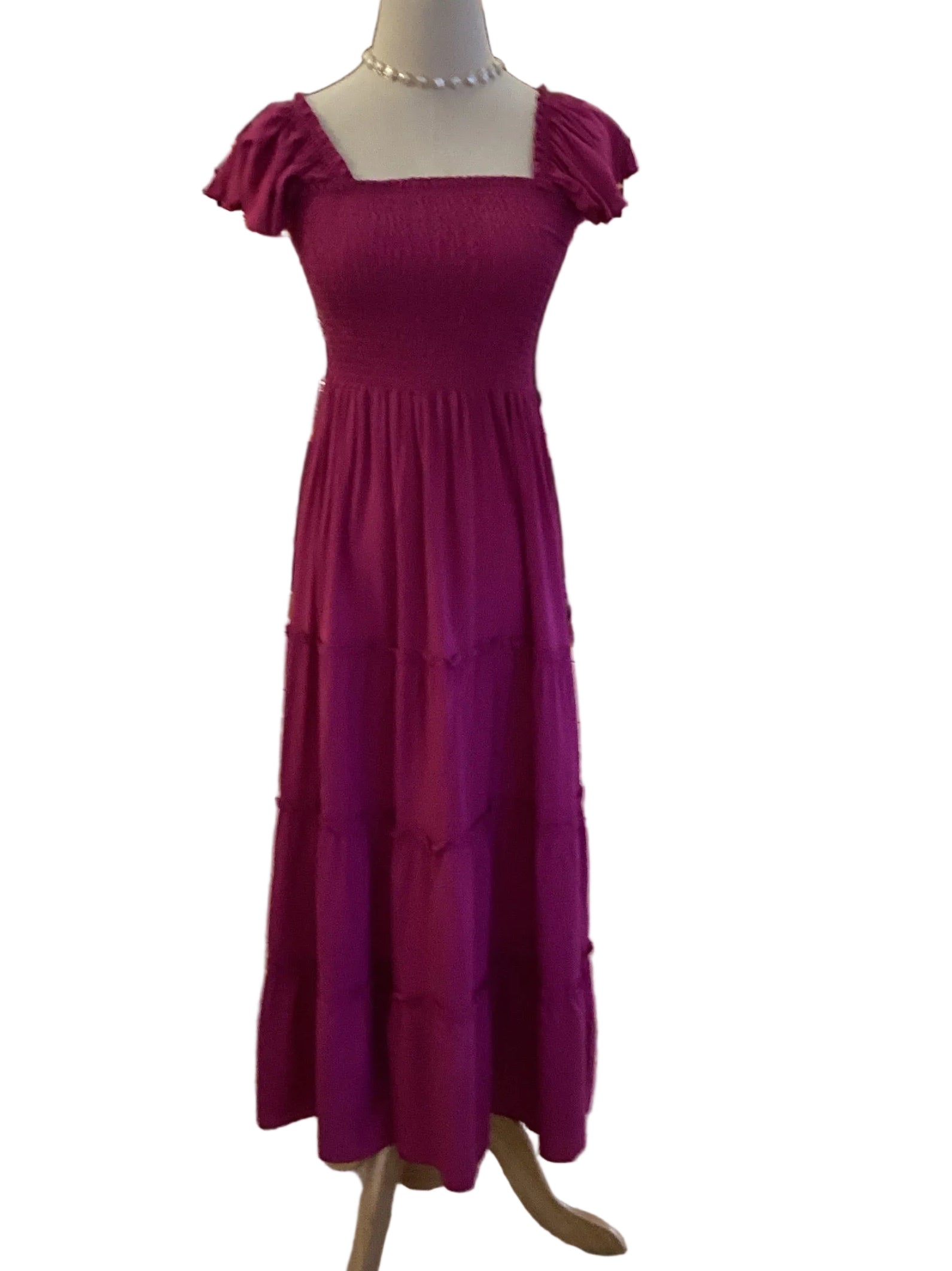 La La Muse Raspberry Maxi Sundress Flowy Lightweight Summer Dress
