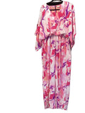 Jodifl pink purple v neck 3/4 sleeve jumpsuit