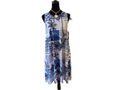 Tango Mango White with blue tropical print sleeveless dress w/pockets