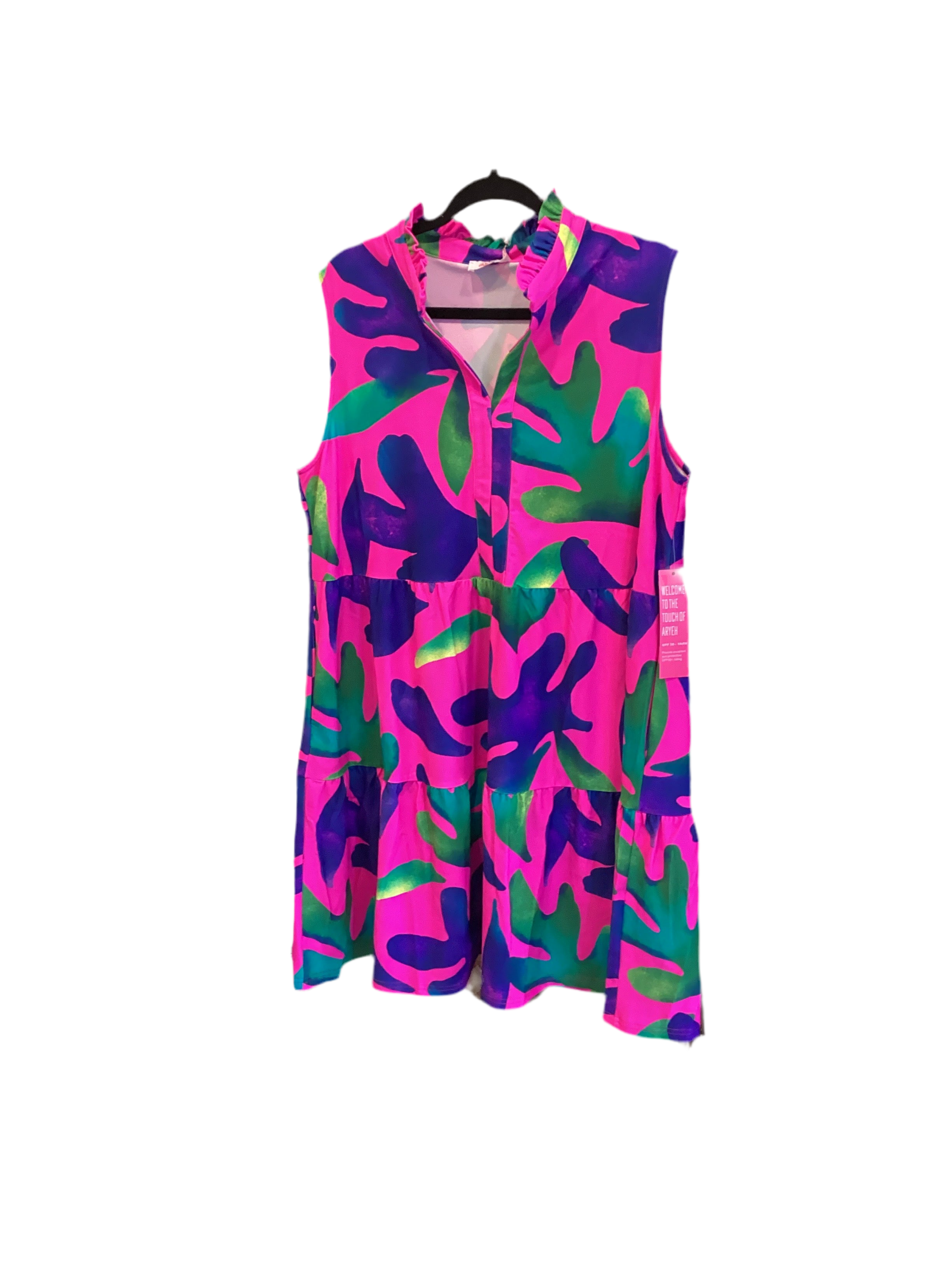 Aryeh sleeveless tiered dress pink/blue/green