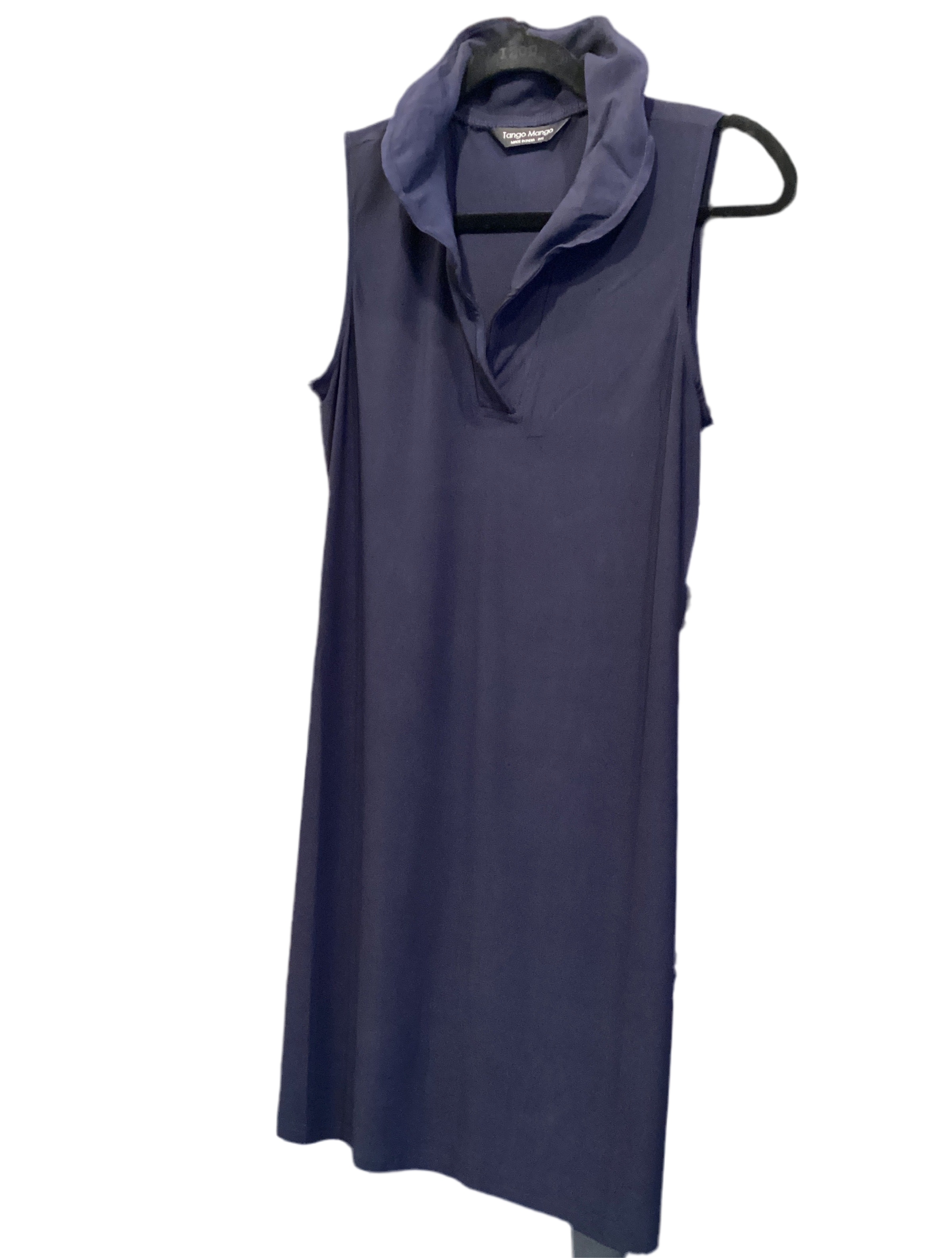 Tango mango navy sleeveless dress with standup collar
