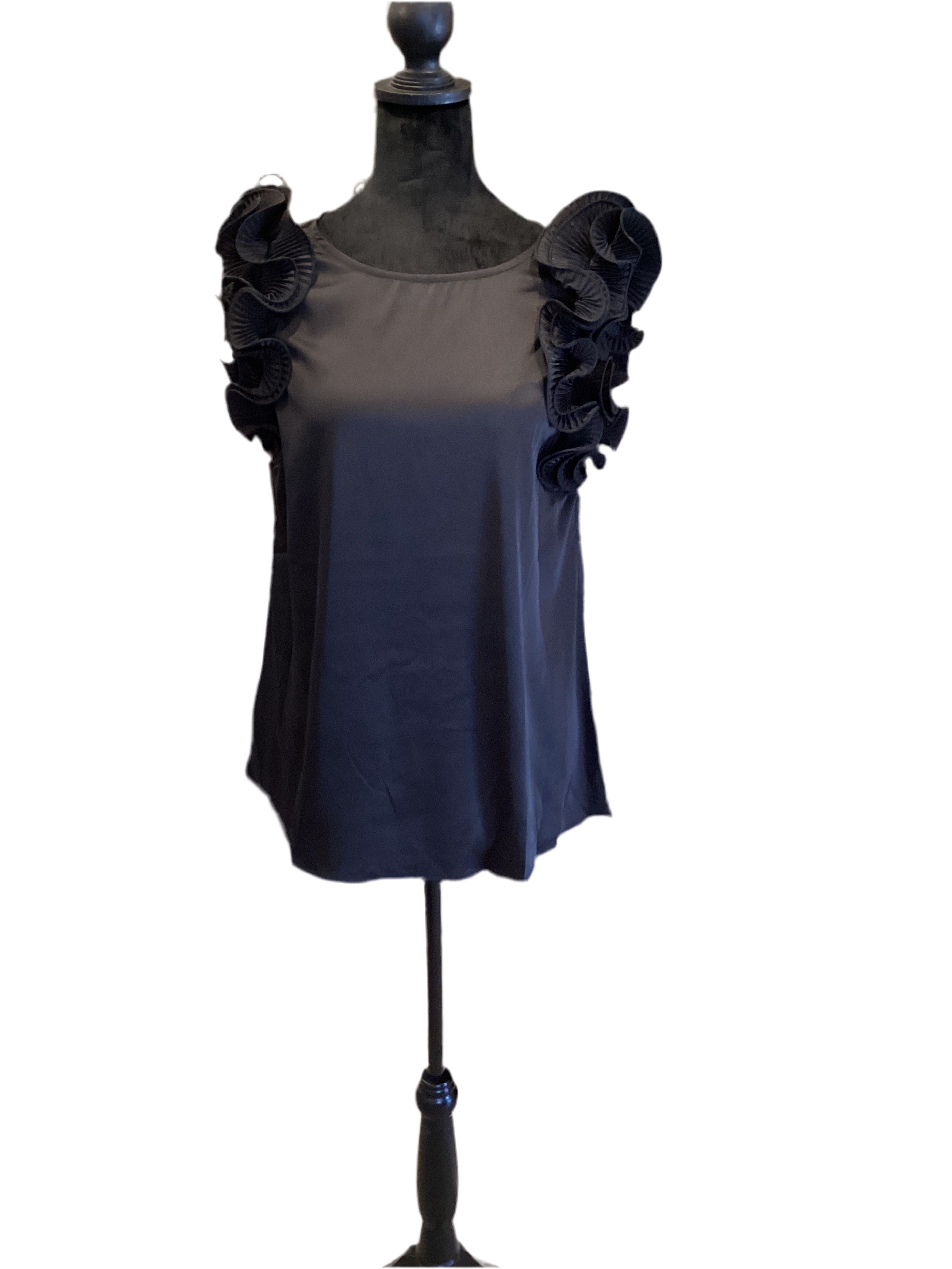 Jodifl black top with ruffle sleeve