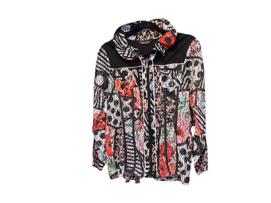 Tango mango black print mesh zip top