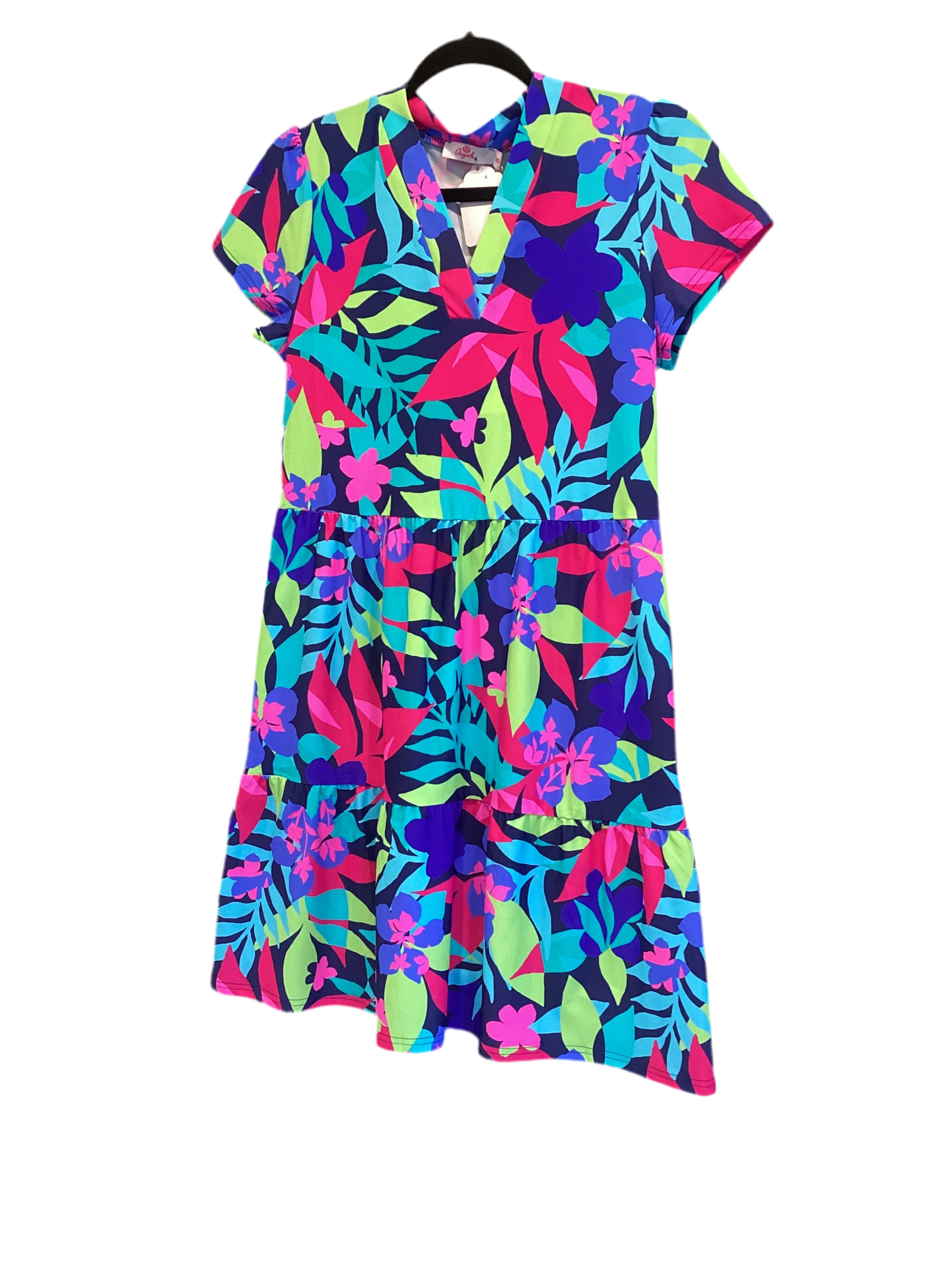 Aryeh multi color flower bottom ruffle dress
