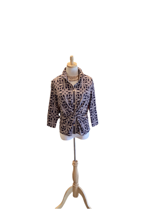 Gretchen Scott Black Beige Twist Top