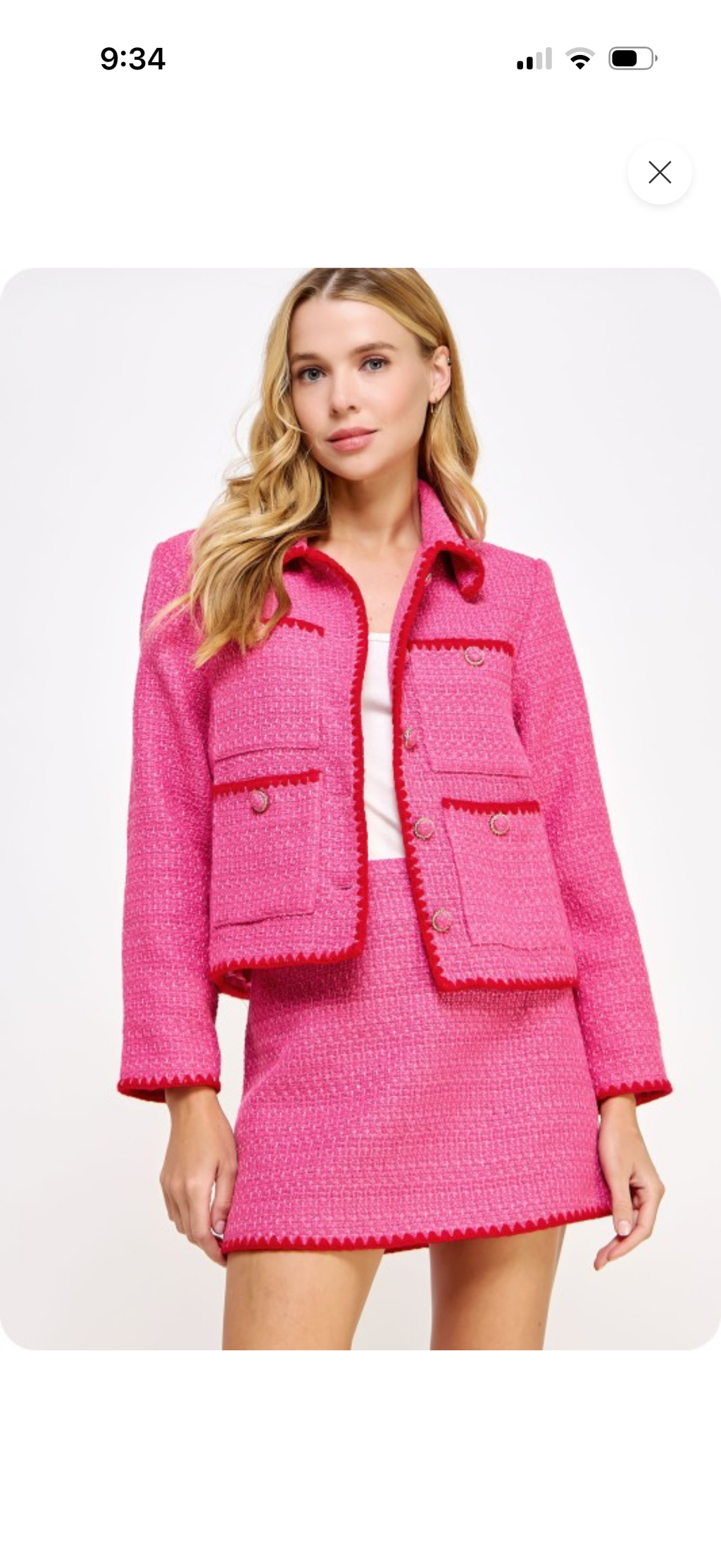 Strut & Bolt Pink tweed mini skirt