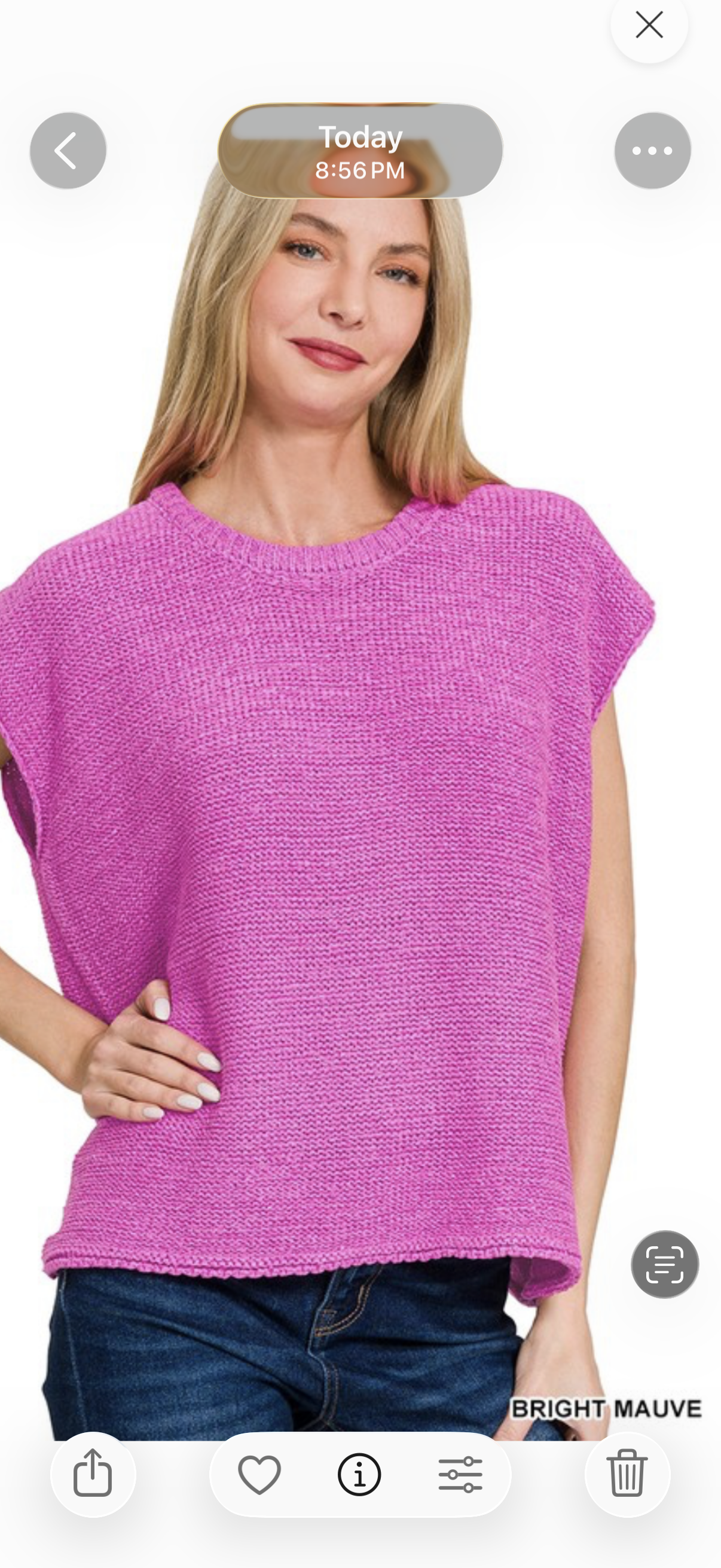 Zenana bright mauve sweater vest