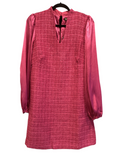 Magenta Dress with Satin Sleeves