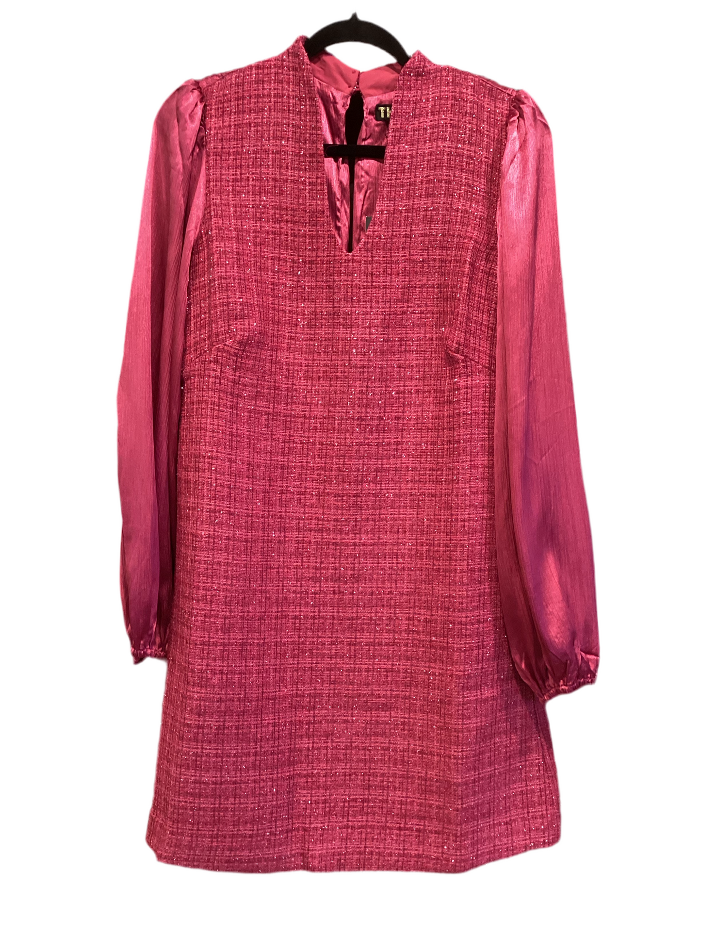 Magenta Dress with Satin Sleeves