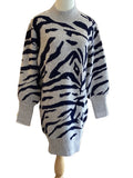 Gigio gray/navy zebra print sweater dress with mock neck
