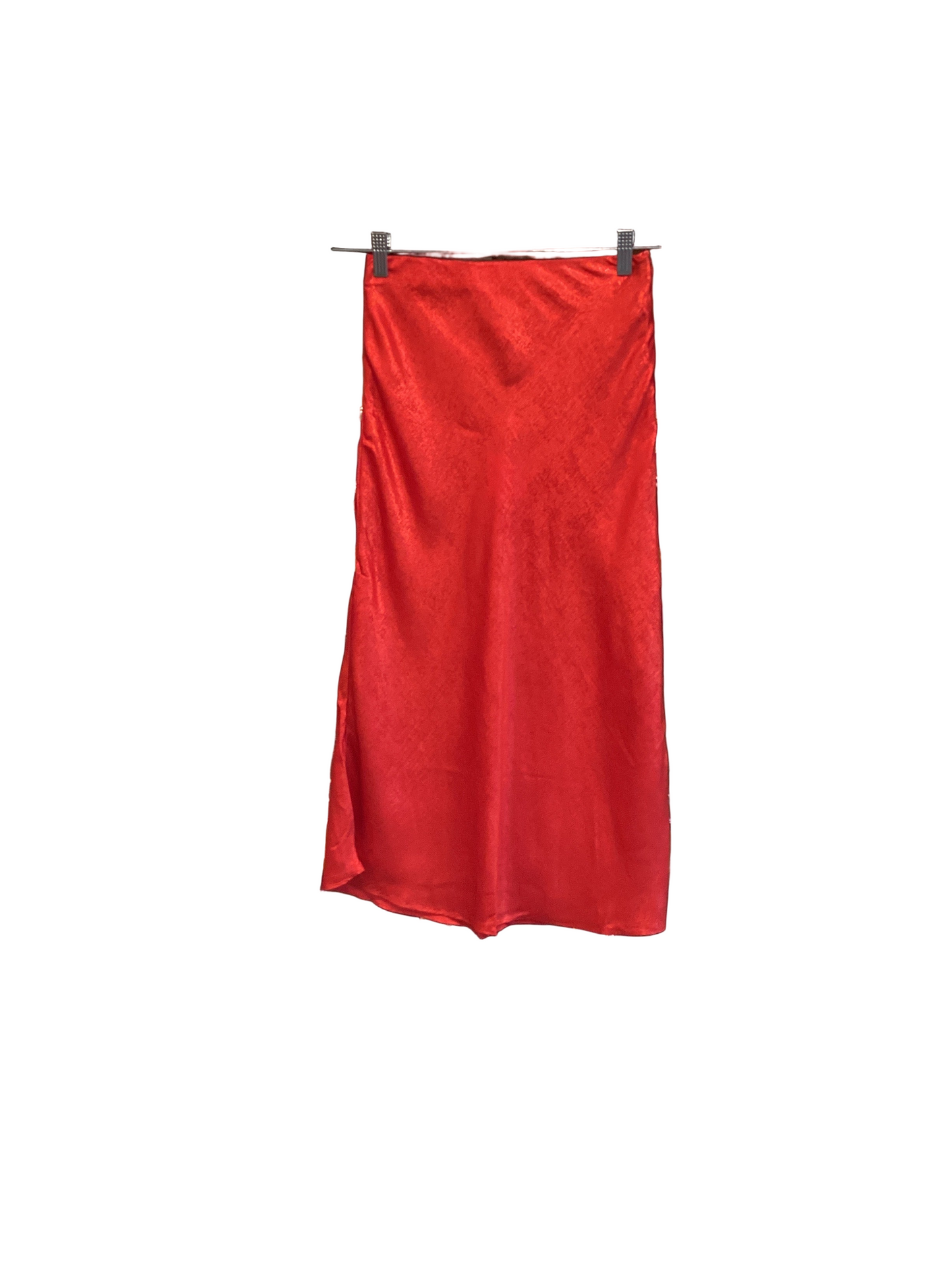 Vine & Love red silk midi skirt