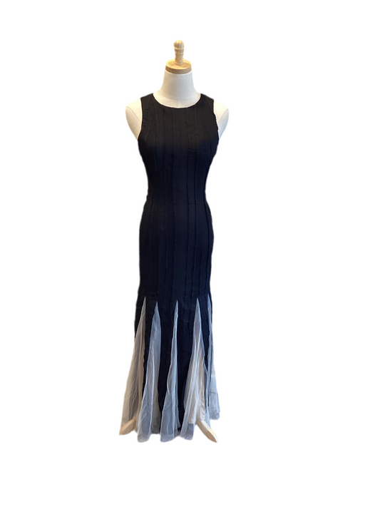 Flying tomato black knit sleeveless maxi with tulle insert bottom