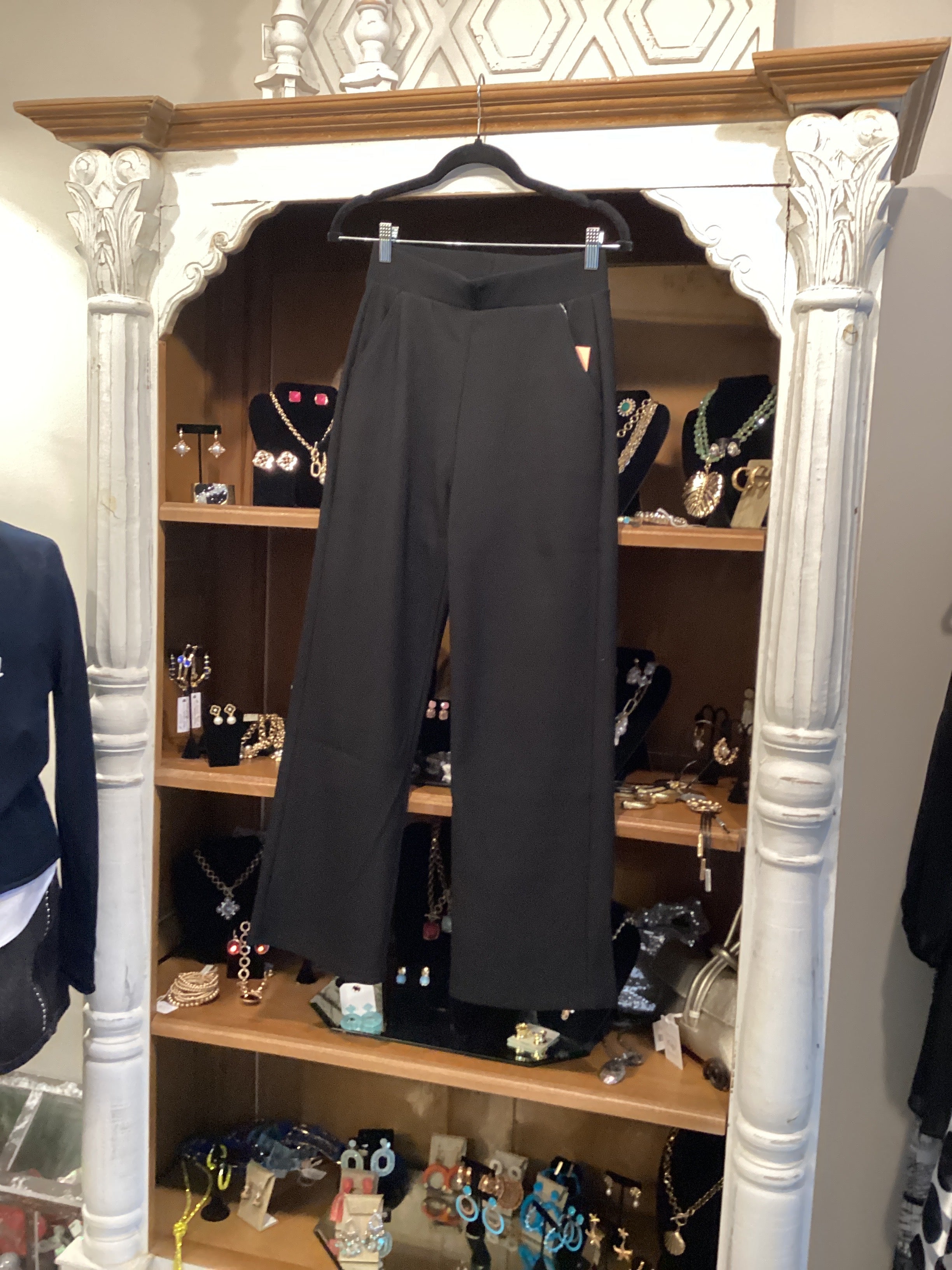 New mix black wide leg pant with side pocket