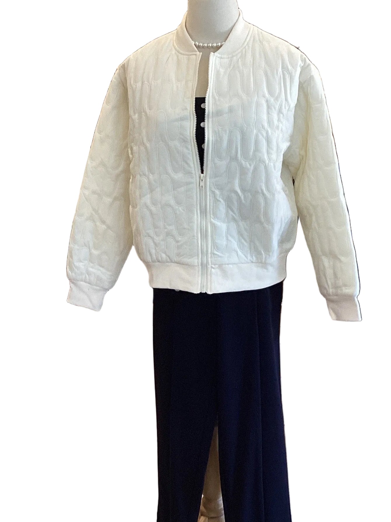 Gigio ivory quilted puffer bomber jacket