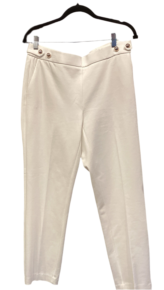 Haver & Blair white pant with gold button detail