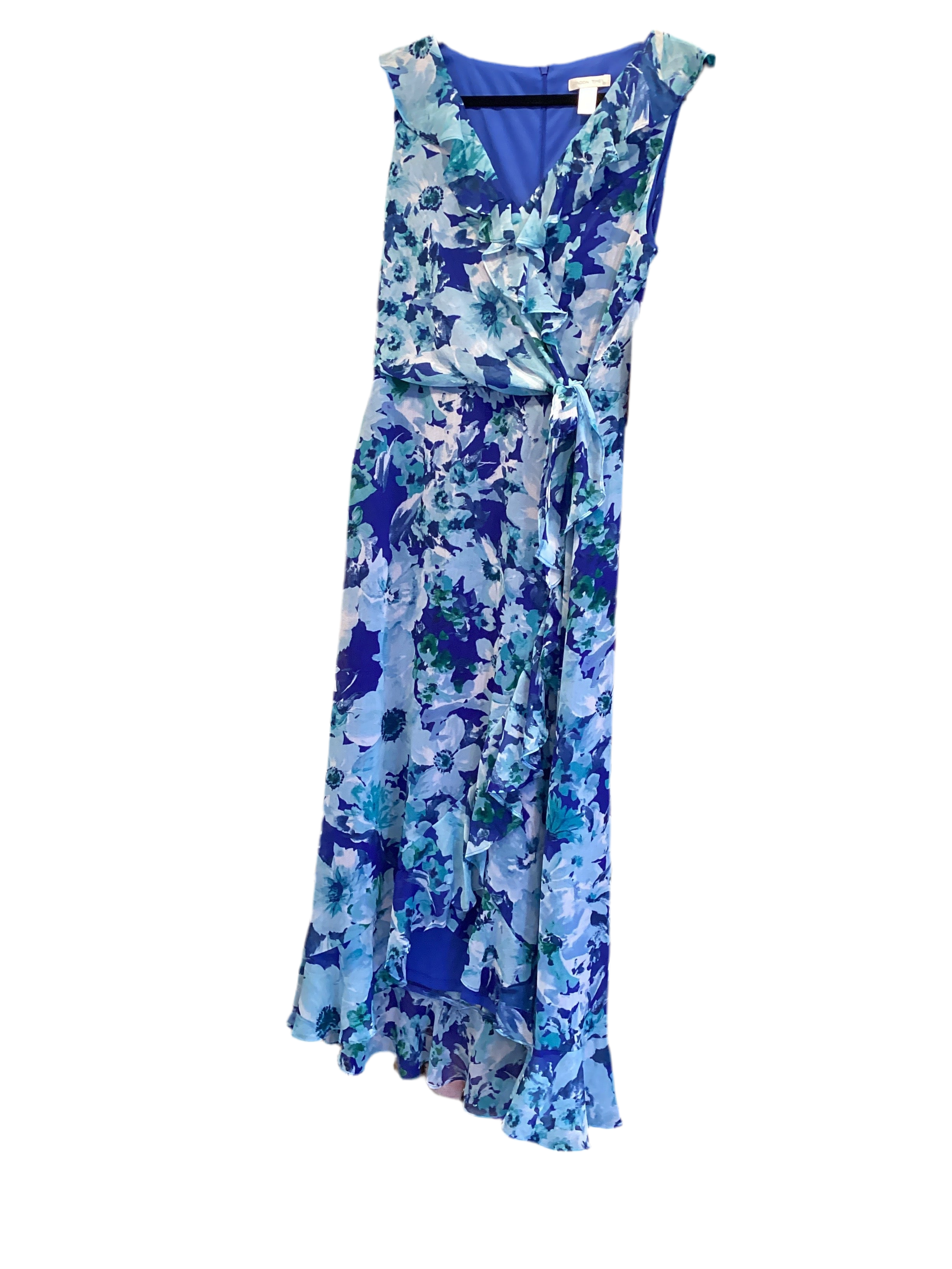 London times blue flowered chiffon maxi dress – Julia Neal Fashions, LLC