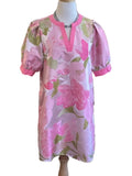 Jodifl bubblegum pink floral dress with puff sleeve