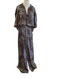 Gigio ombre, leopard wide leg, elastic waist, pant with rhinestone detail