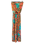 Ivy Street Olive Tropical Strapless Jumpsuit With Tie Waist Casual Summer Outfit