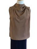 Glam mocha mock neck sleeveless top