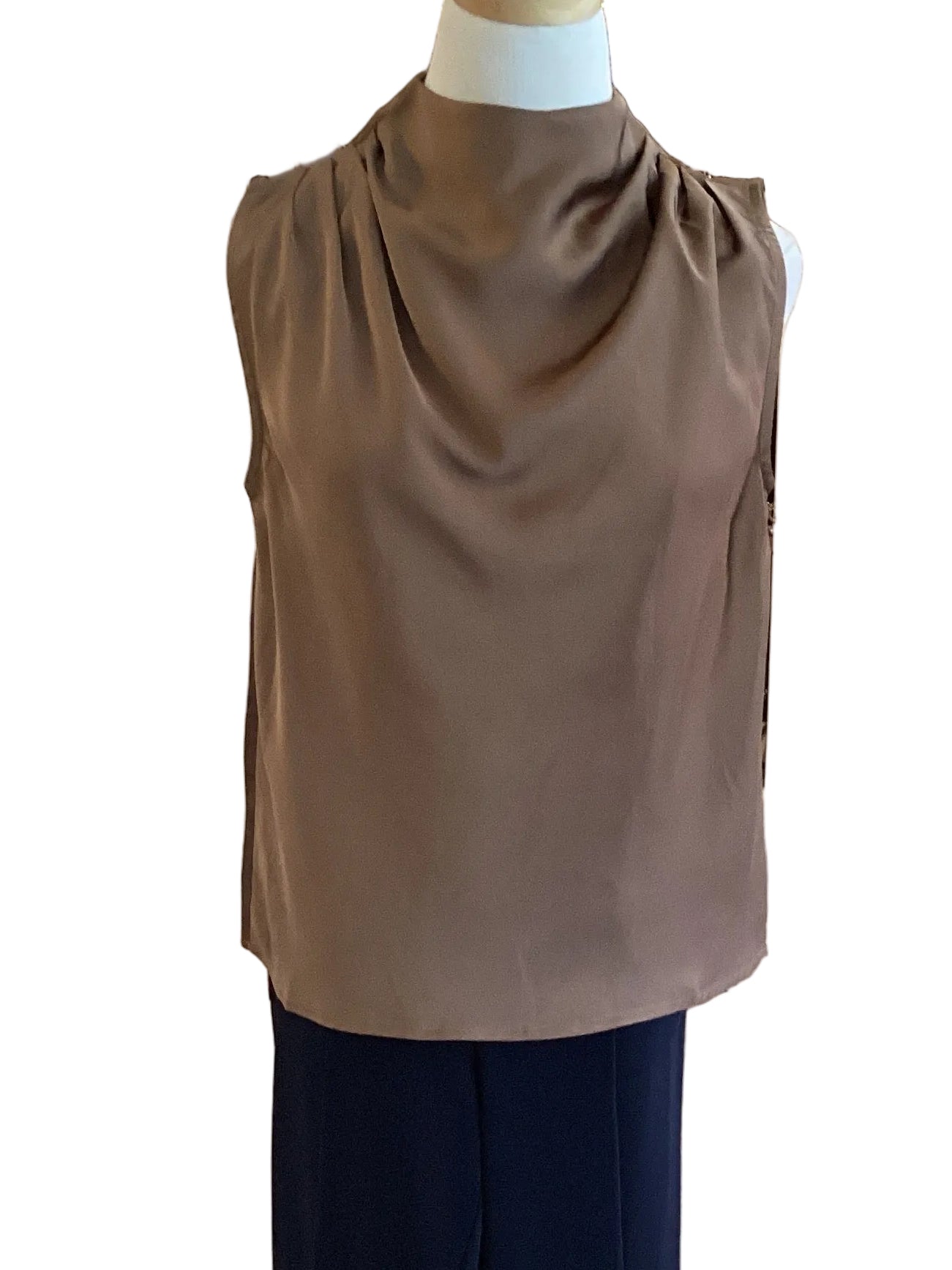 Glam mocha mock neck sleeveless top